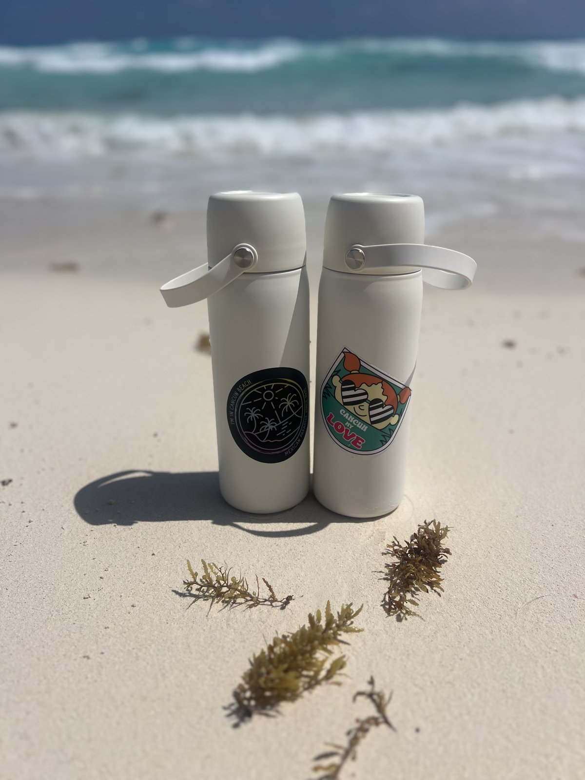 Insulated cooler bottles close-up